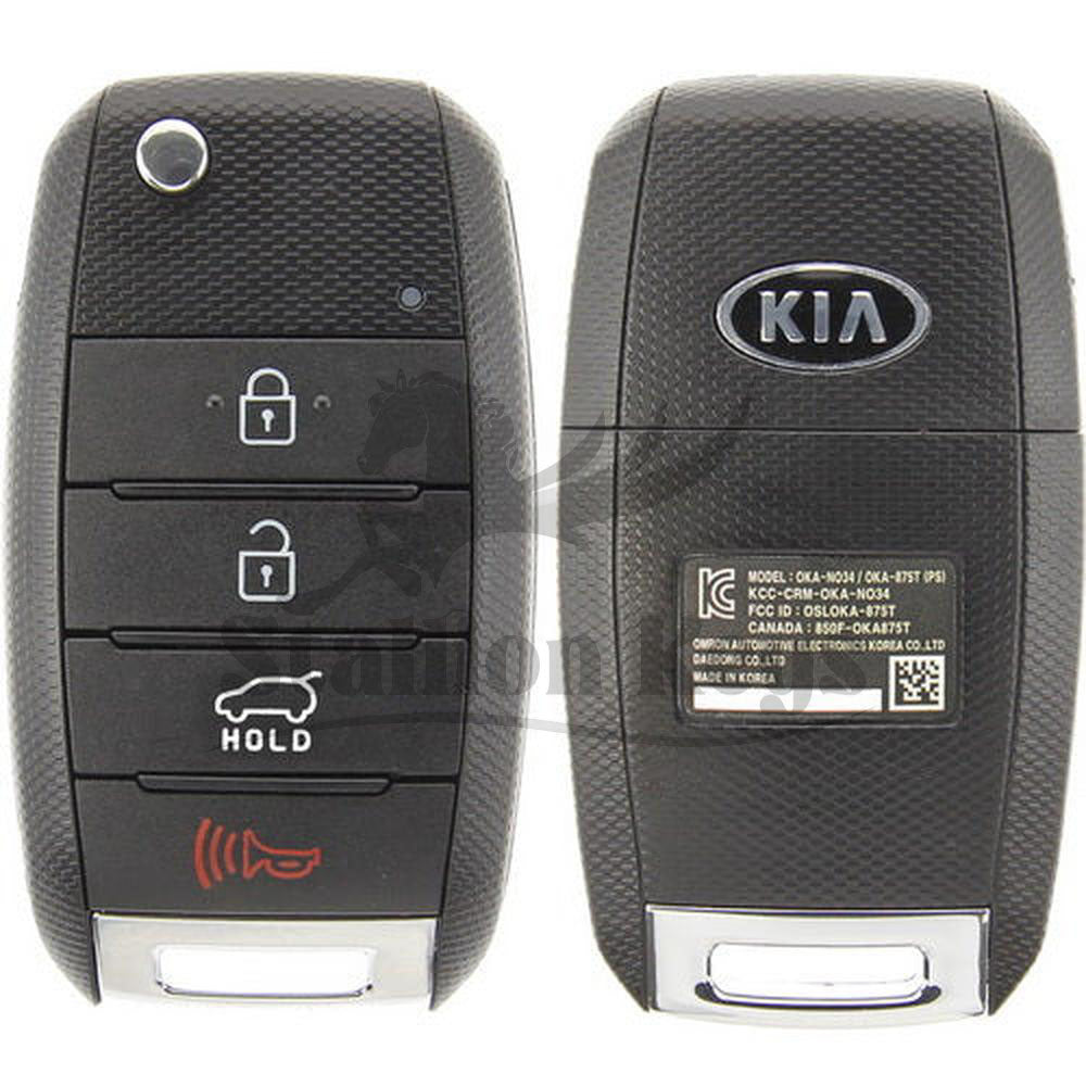 2014-2019 Kia Soul / 4-Button Flip Key / PN: 95430-B2100 / OSLOKA-875T (PS) / OEM REFURB 2014-2019 Kia Soul / 4-Button Flip Key / PN: 95430-B2100 / OSLOKA-875T (PS) / OEM REFURB